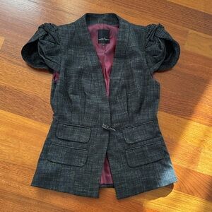 Nanette Lepore Black Tweed Blazer Feminine Cap Sleeve